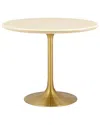 Modway Lippa 36 Round Artificial Travertine Dining Table In Gold
