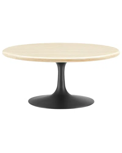 Modway Lippa 36in Round Artificial Travertine Coffee Table In Black