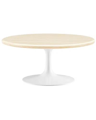 Modway Lippa 36in Round Artificial Travertine Coffee Table In White