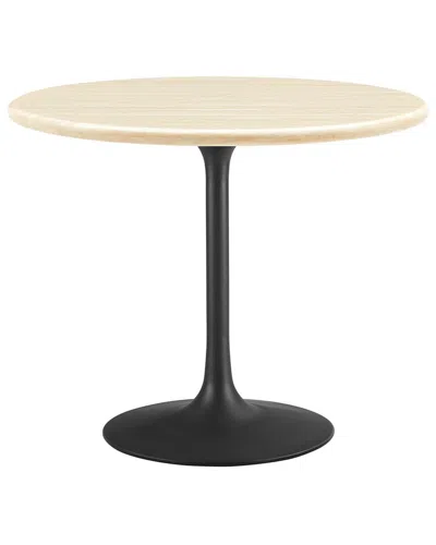 Modway Lippa 36in Round Artificial Travertine Dining Table In Black