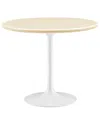 Modway Lippa 36in Round Artificial Travertine Dining Table In White