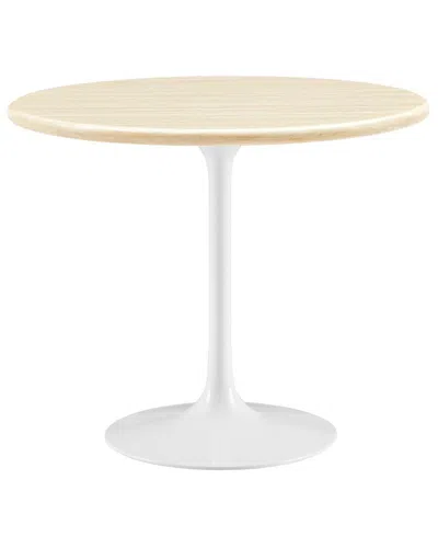 Modway Lippa 36in Round Artificial Travertine Dining Table In White