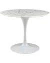 Modway Lippa 40in Round Artificial Marble Dining Table In Gray