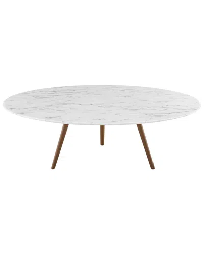Modway Lippa 47in Round Artificial Marble Coffee Table With Tripod Base In Brown