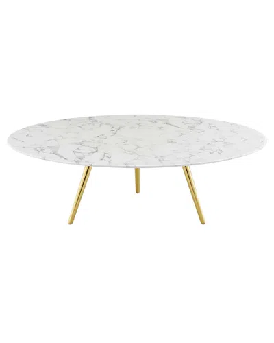 Modway Lippa 47in Round Artificial Marble Coffee Table With Tripod Base In Multi