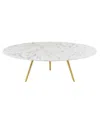 Modway Lippa 47in Round Artificial Marble Coffee Table With Tripod Base In Gold