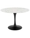 Modway Lippa 60in Oval Artificial Marble Dining Table In Black