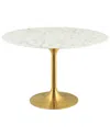 Modway Lippa 47in Round Artificial Marble Dining Table In Gold