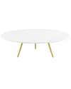 Modway Lippa 47in Round Wood Top Coffee Table With Tripod Base In Gold