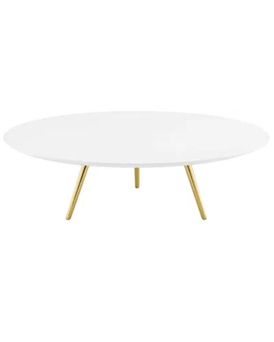 Modway Lippa 47in Round Wood Top Coffee Table With Tripod Base In Gold