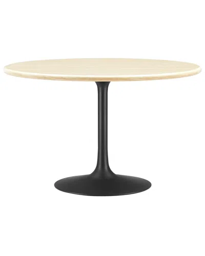 Modway Lippa 48 Round Artificial Travertine Dining Table In Black