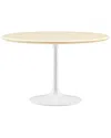 Modway Lippa 48 Round Artificial Travertine Dining Table In White