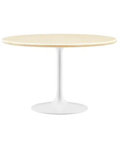 Modway Lippa 48 Round Artificial Travertine Dining Table In White