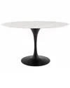 Modway Lippa 54in Oval Artificial Marble Dining Table In Black