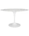 Modway Lippa 54in Oval Artificial Marble Dining Table In White