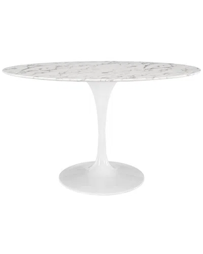 Modway Lippa 54in Oval Artificial Marble Dining Table In White