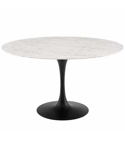 Modway Lippa 54in Round Artificial Marble Dining Table In Black
