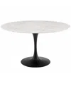 Modway Lippa 54in Round Artificial Marble Dining Table In Black