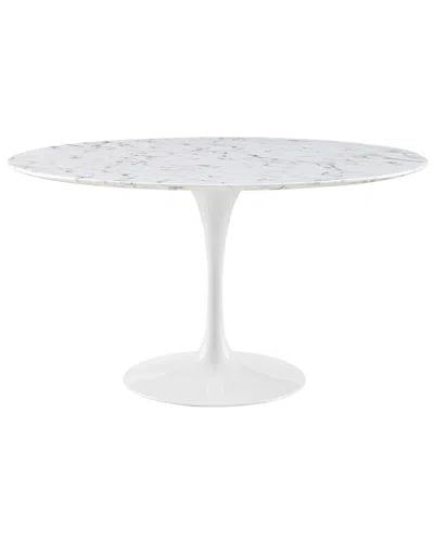 Modway Lippa 54in Round Artificial Marble Dining Table In White