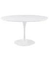 Modway Lippa 54in Round Wood Top Dining Table In White