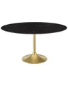 Modway Lippa 60in Artificial Marble Dining Table In Gold