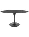 Modway Lippa 60in Artificial Marble Oval Dining Table In Black