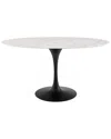 Modway Lippa 60in Oval Artificial Marble Dining Table In Black