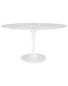 Modway Lippa 60in Oval Artificial Marble Dining Table In White