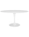 Modway Lippa 60in Oval Wood Top Dining Table In White