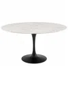 Modway Lippa 60in Oval Artificial Marble Dining Table In Black