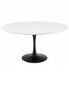 Modway Lippa 60in Oval Artificial Marble Dining Table In Black