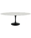 Modway Lippa 78in Oval Artificial Marble Dining Table In Black