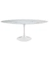 Modway Lippa 78in Oval Artificial Marble Dining Table In White