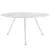 Modway Lippa Artificial Marble Dining Table In White Marble
