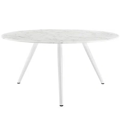 Modway Lippa Artificial Marble Dining Table In White Marble