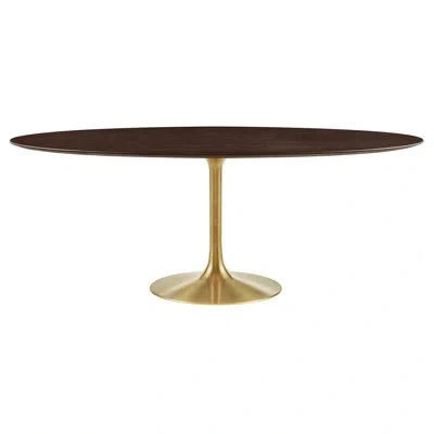 Modway Lippa Dining Table By  In Cherry Walnut,gold