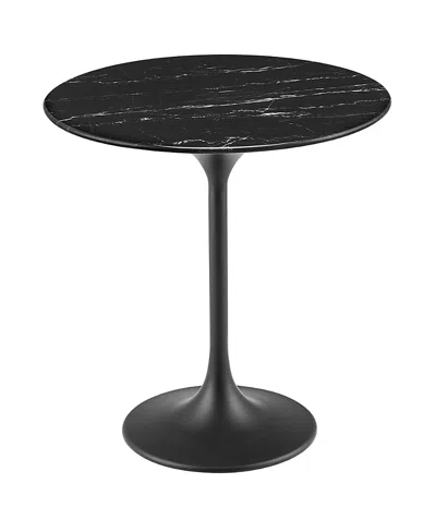 Modway Lippa Round Artificial Marble Side Table In Black