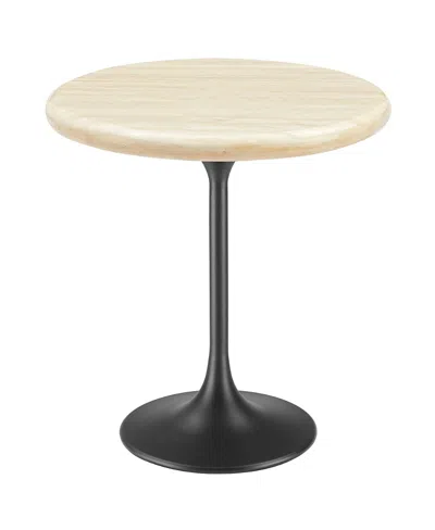 Modway Lippa Round Artificial Travertine Side Table In Black