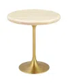 Modway Lippa Round Artificial Travertine Side Table In Gold