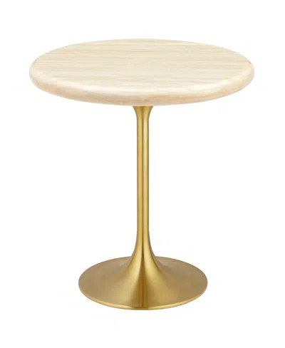 Modway Lippa Round Artificial Travertine Side Table In Gold