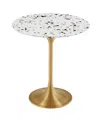 Modway Lippa Round Terrazzo Side Table In Gold