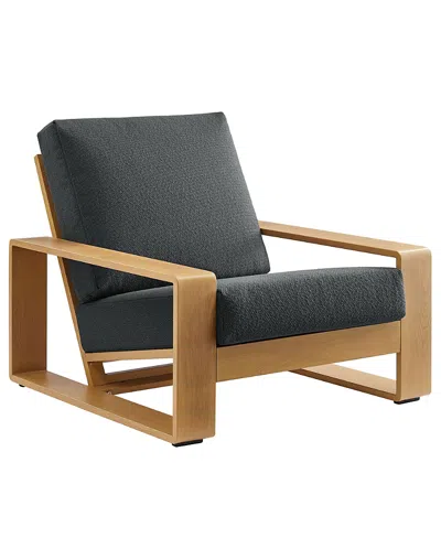 Modway Lirienne Outdoor Patio Aluminum Faux Wood Armchair In Brown