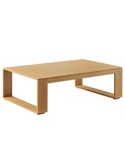 Modway Lirienne Outdoor Patio Aluminum Faux Wood Coffee Table In Brown