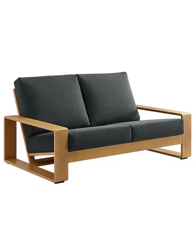 Modway Lirienne Outdoor Patio Aluminum Faux Wood Loveseat In Brown