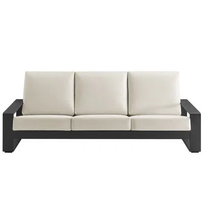 Modway Lirienne Outdoor Patio Aluminum Faux Wood Sofa In Gray,cream