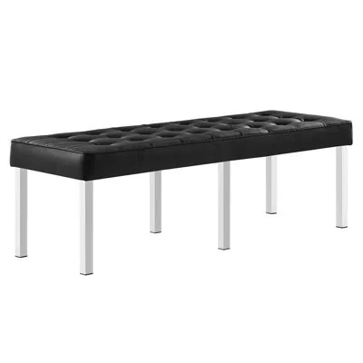 Modway Loft Tufted Vegan Leather Bench By  In Black