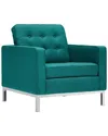 Modway Loft Upholstered Fabric Armchair In Blue