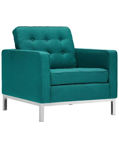 Modway Loft Upholstered Fabric Armchair In Blue
