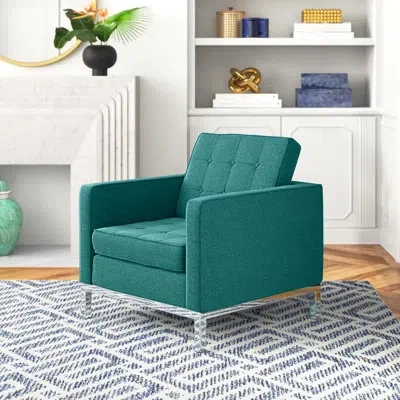 Modway Loft Upholstered Fabric Armchair In Green