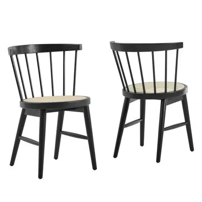Modway Lykke Curved Spindle Back Dining Chairs Set Of 2 In Black